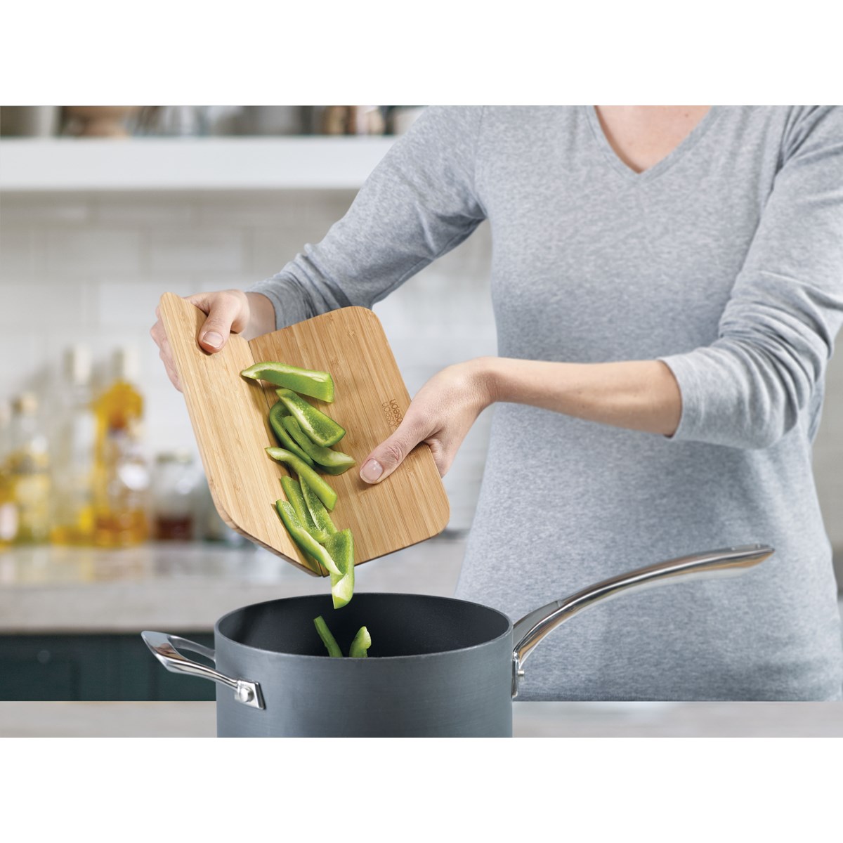 Chop2Pot Vikbar skärbräda Bambu Stor