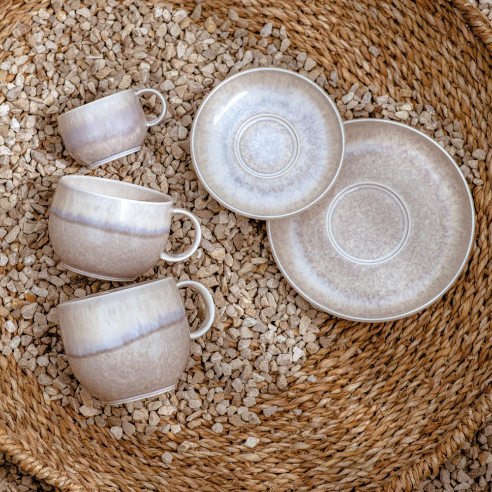Perlemor Sand Fat till Kaffekopp 16 cm Beige