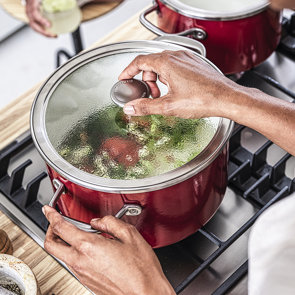 KitchenAid Steel Core Enamel Gryta Emalj/Glaslock 6 L Röd