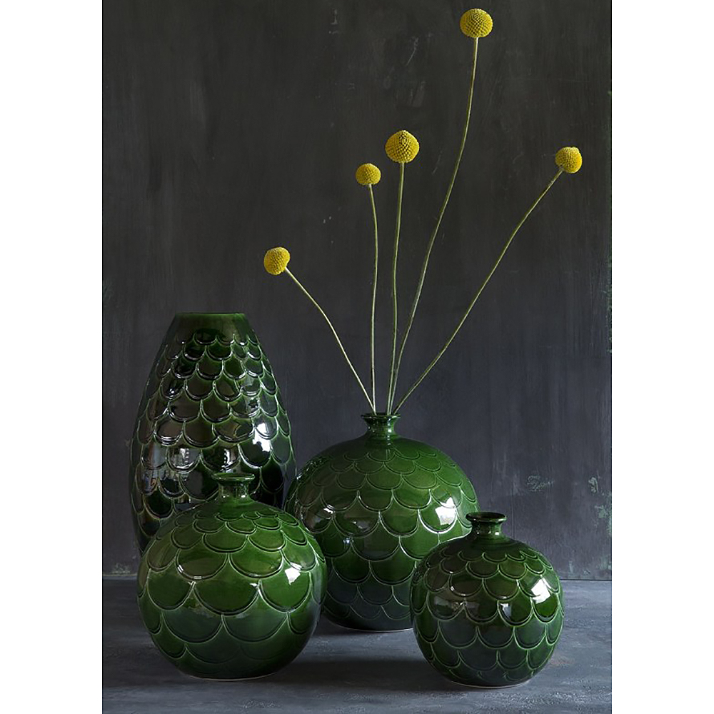 Misty Vas Rund höjd 19 cm Grön emerald