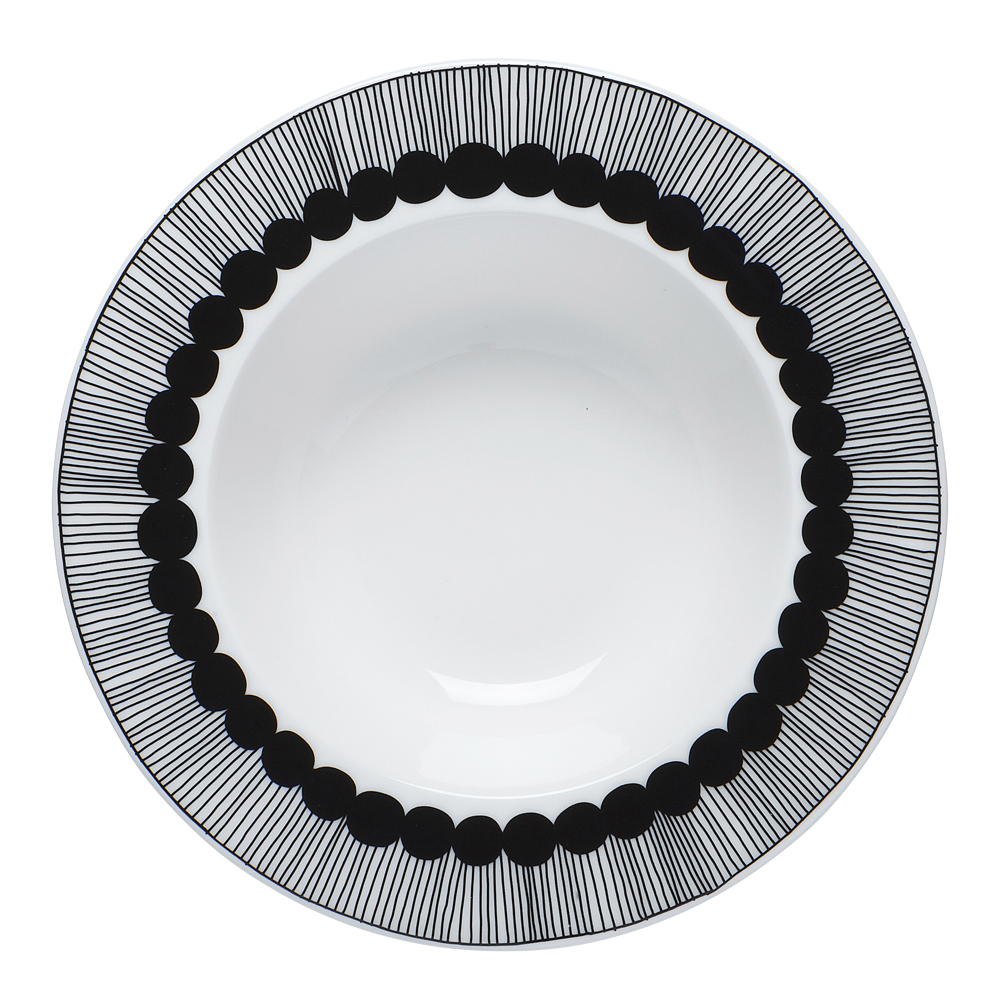 Siirtolapuutarha Tallrik djup 20 cm Svart/vit