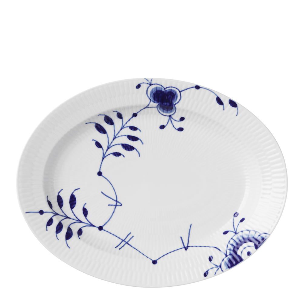 Blue Fluted Mega Fat oval 30,5 cm