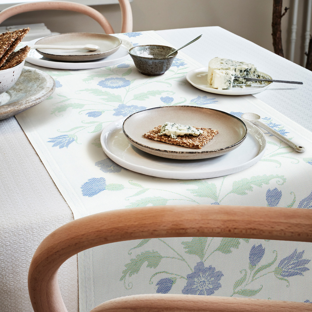 Blå Blom Bordslöpare 35x120 cm Blå