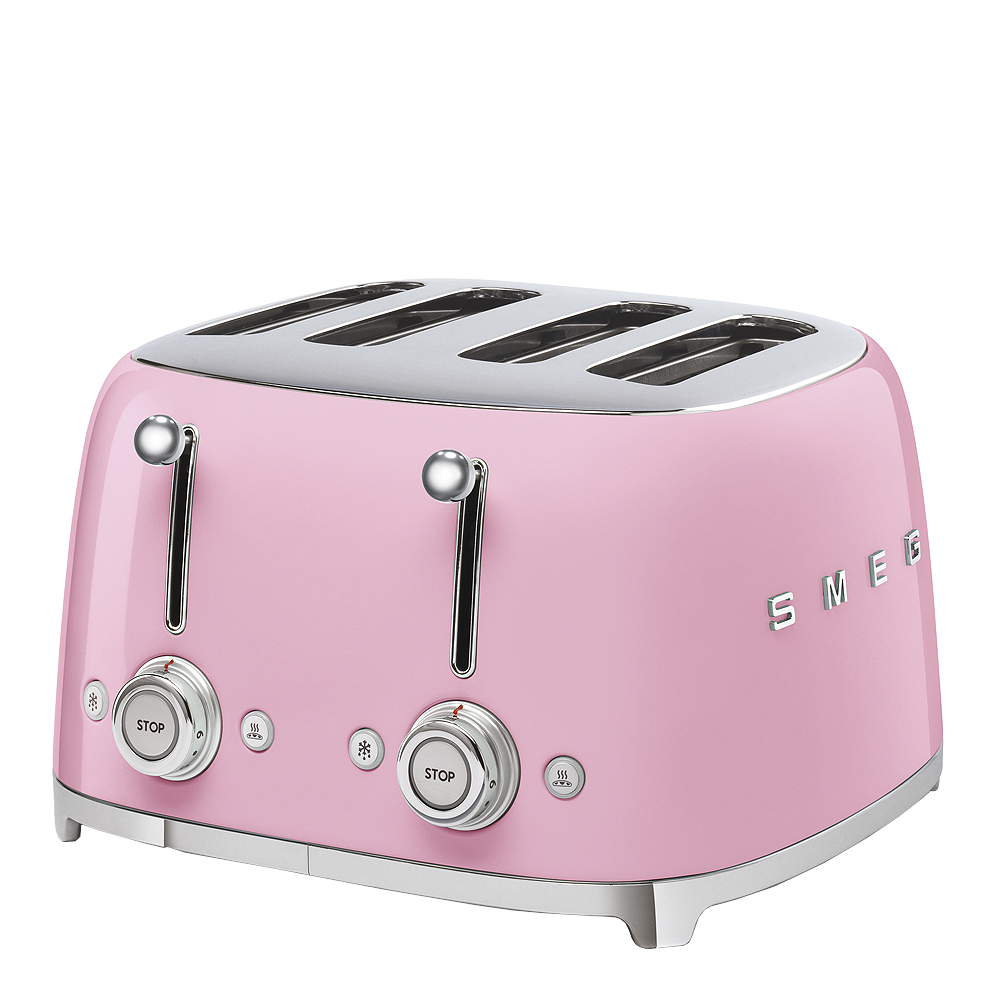 Smeg 50's style Brödrost 4 skivor kvadrat Rosa