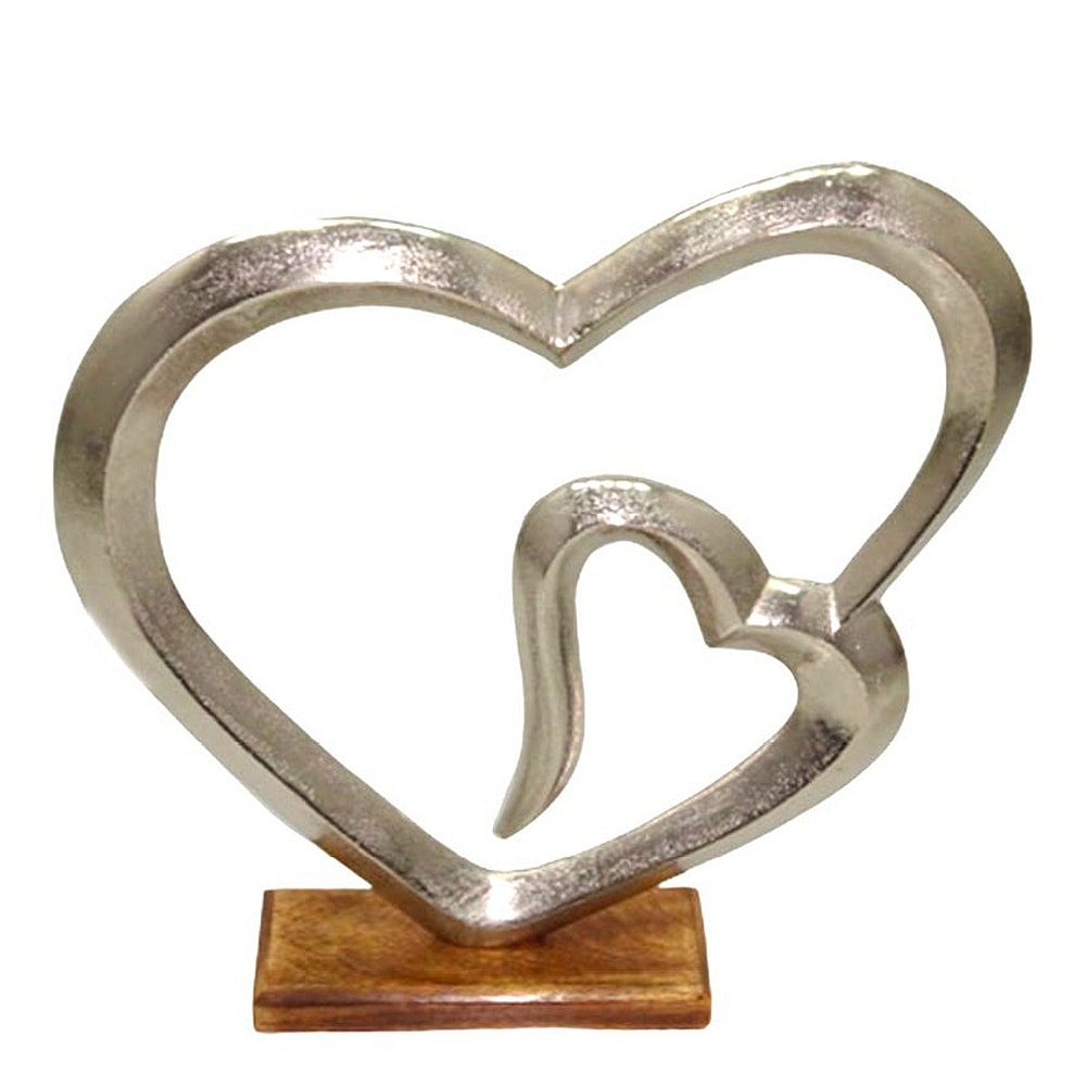 Helia Skulptur Dubbelhjärta 43 cm Aluminium
