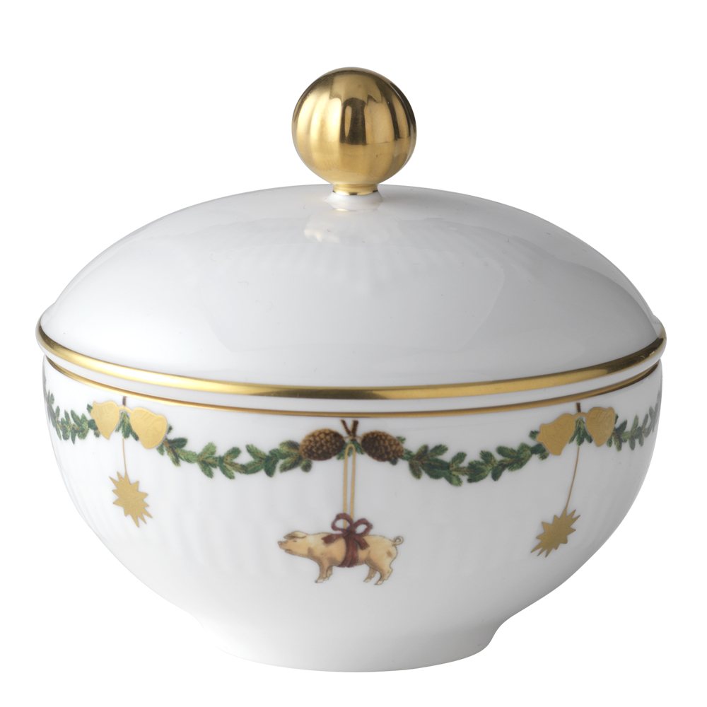 Star Fluted Christmas Sockerskål med lock 15 cl