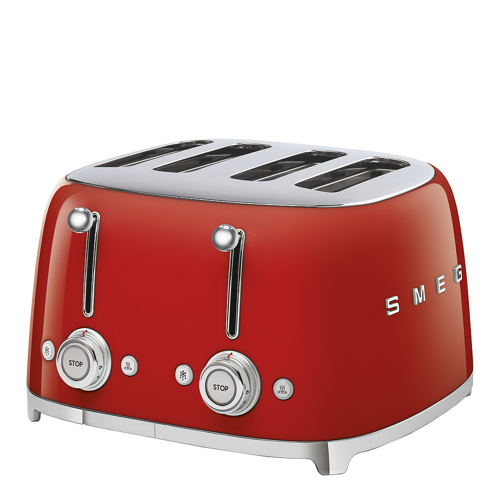 Smeg 50's style Brödrost 4 skivor kvadrat Röd