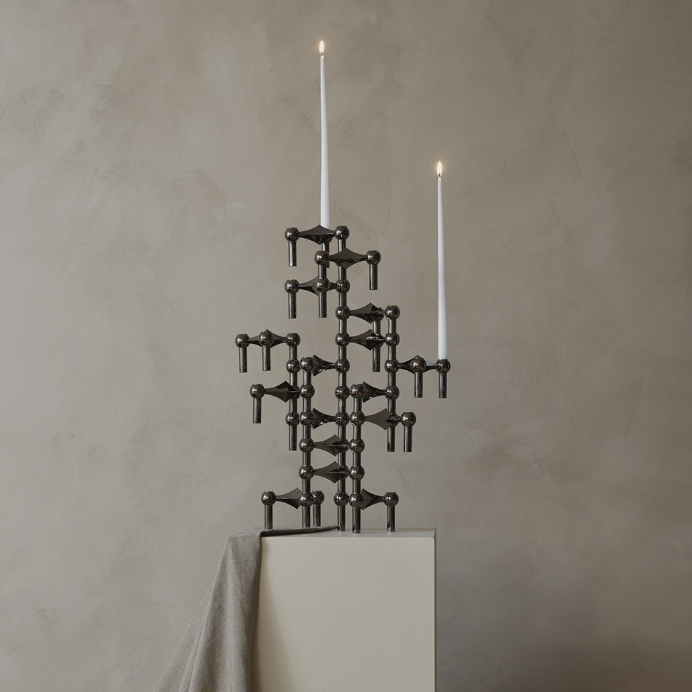 Stoff Nagel Ljusstake Svart Krom