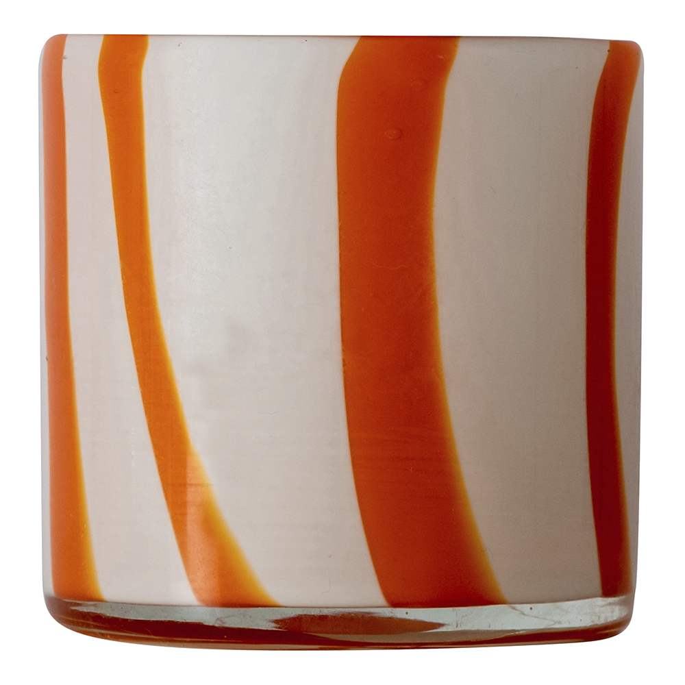 Calore Ljuslykta 10x10 cm Curve Orange/Vit Randig