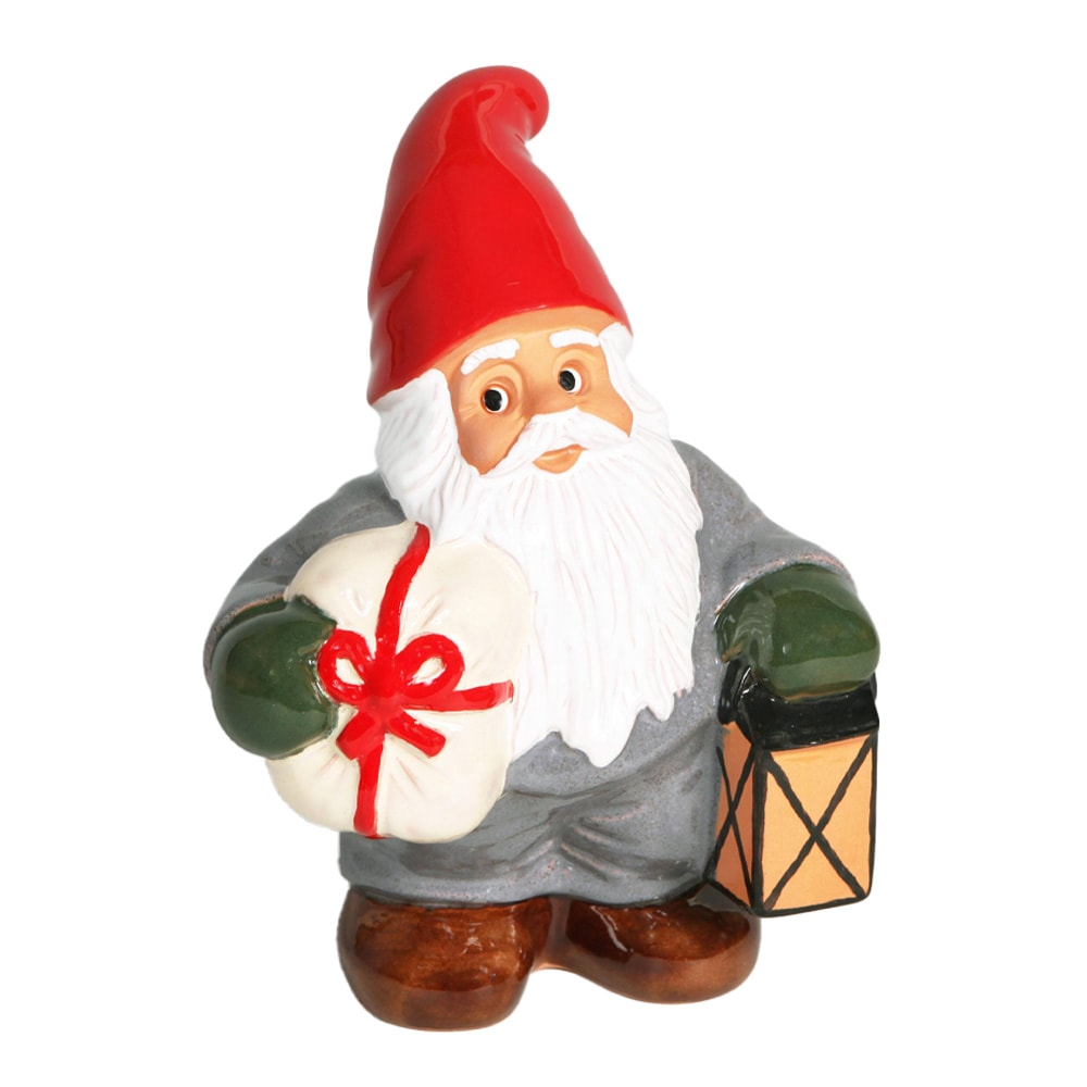 Årstomte med lykta & paket 21 cm