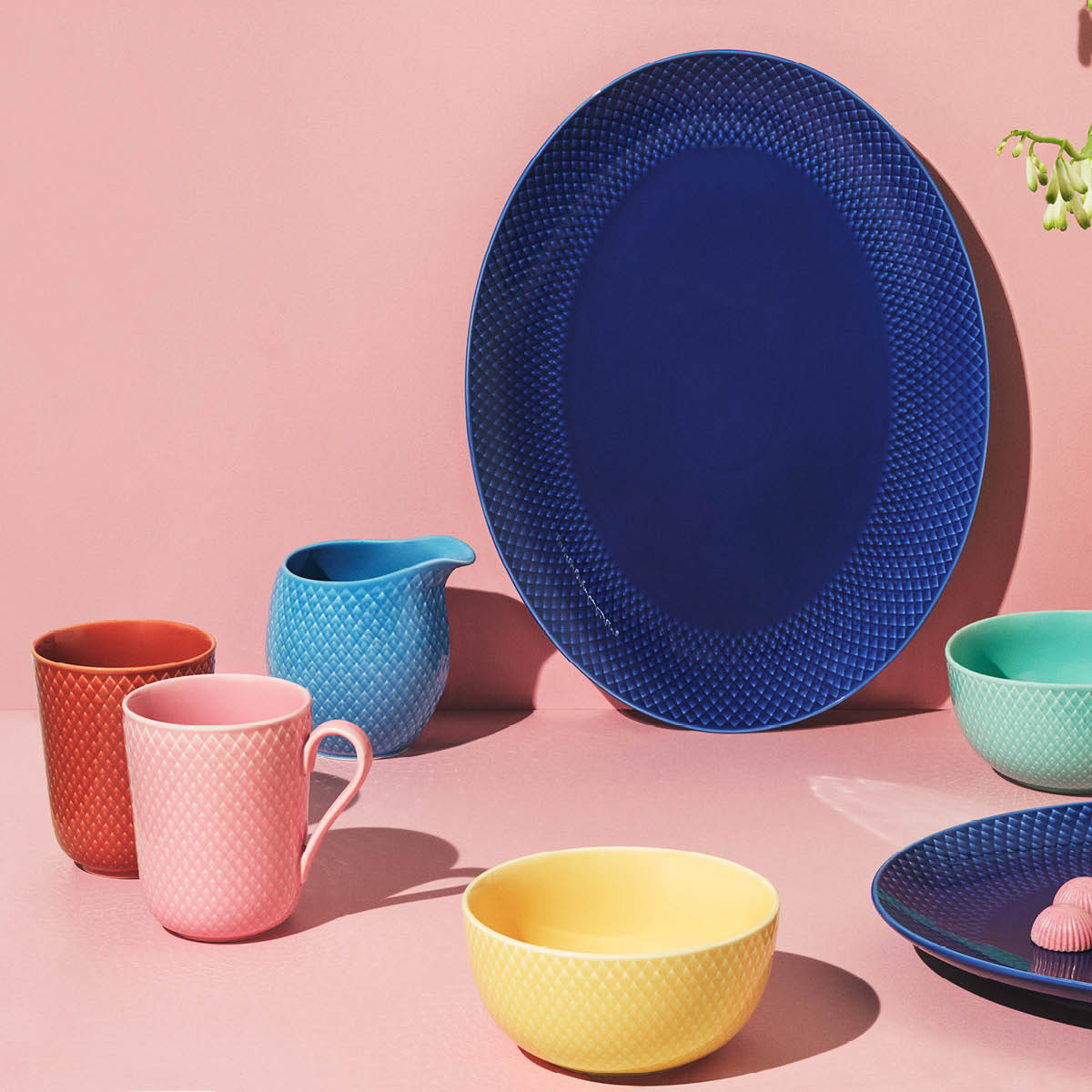 Rhombe Color Mugg m Handtag 33 cl Rosa