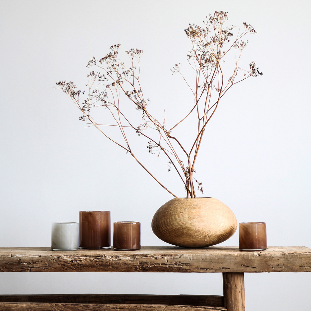 Lyric Ljuslykta Glas 10x10 cm Brun