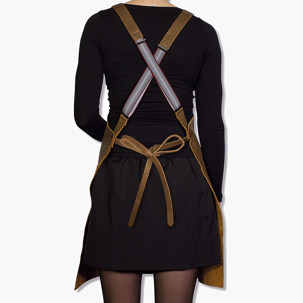 Förkläde Läder med hängslen Brun