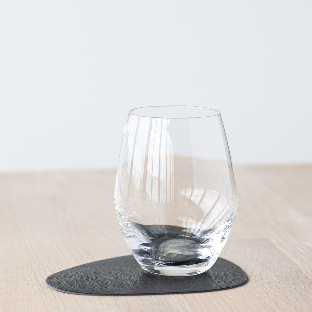 Leather Serene Curve Glasunderlägg 11x13 cm Black