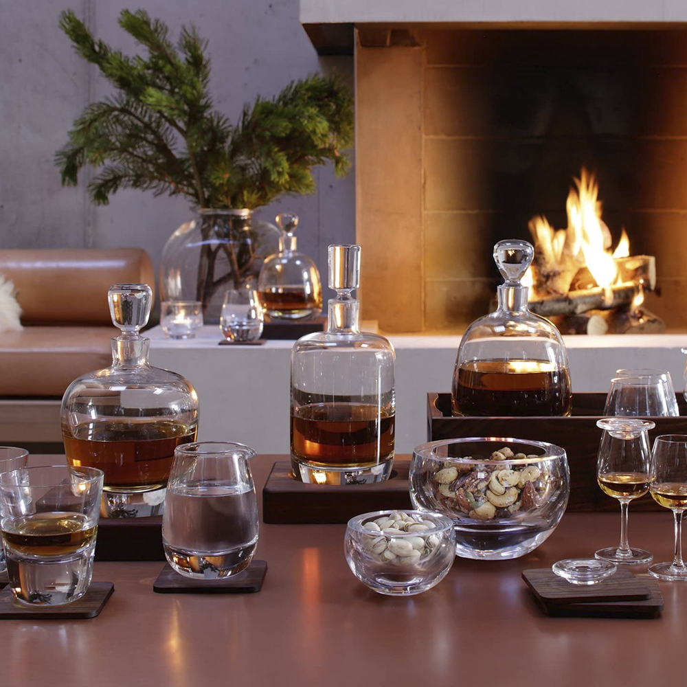 Whisky Tumbler 25 cl / Underlägg Valnöt 2-pack