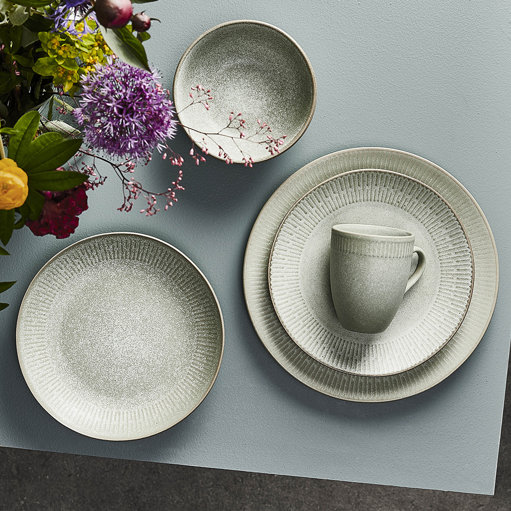 Relief Stoneware Mugg 30 cl Grön