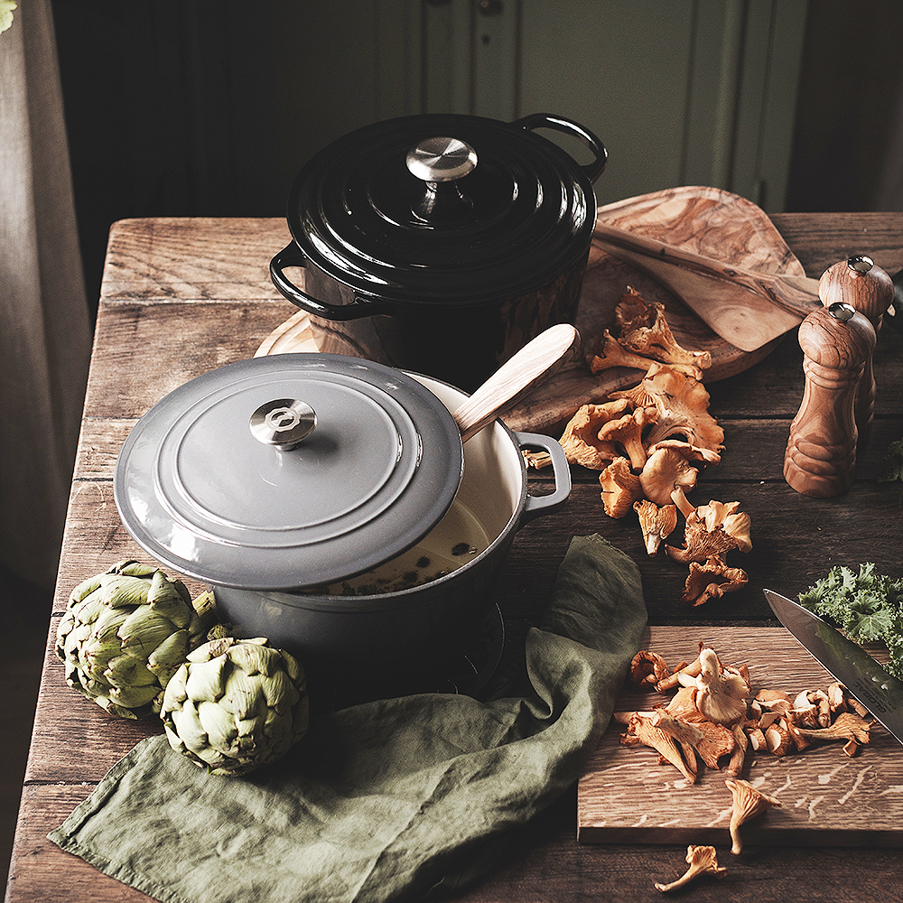 Stenfors Gjutjärnsgryta rund 4,4 L Grå