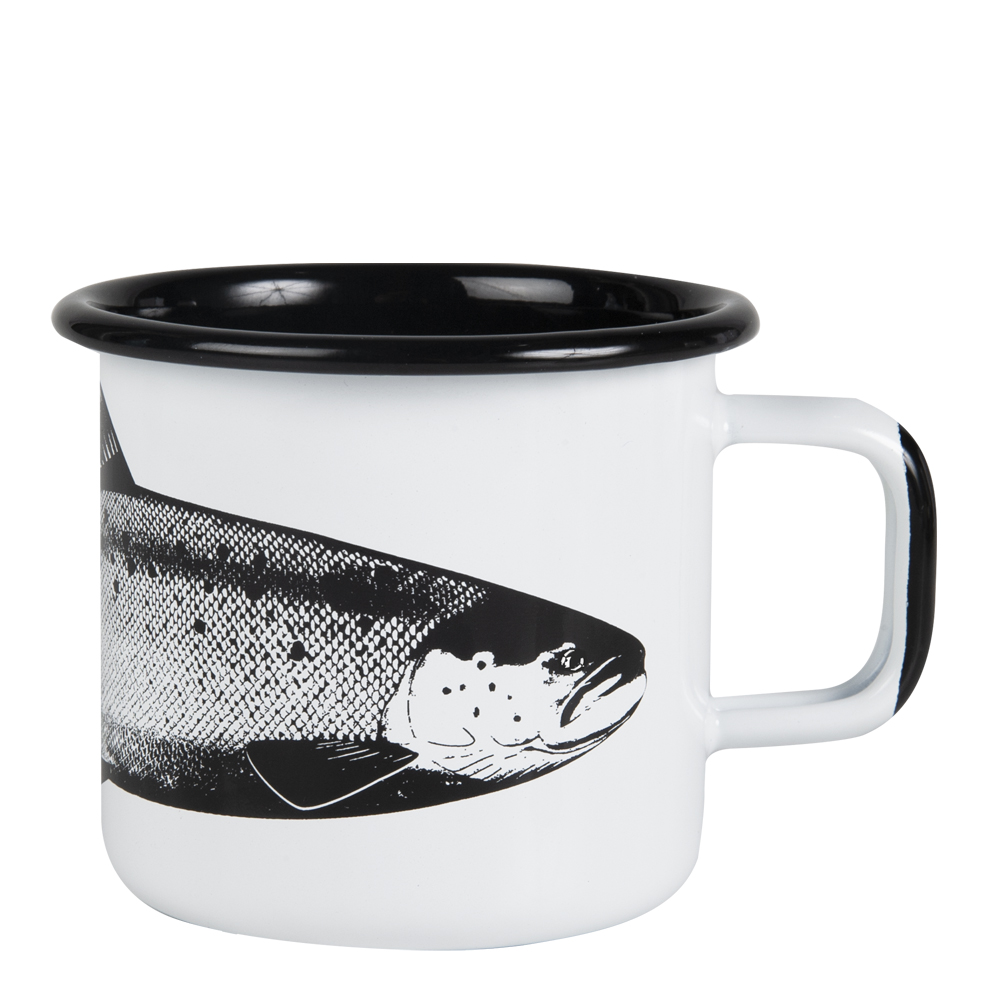 Nordic Emaljmugg Laxen 37 cl Vit