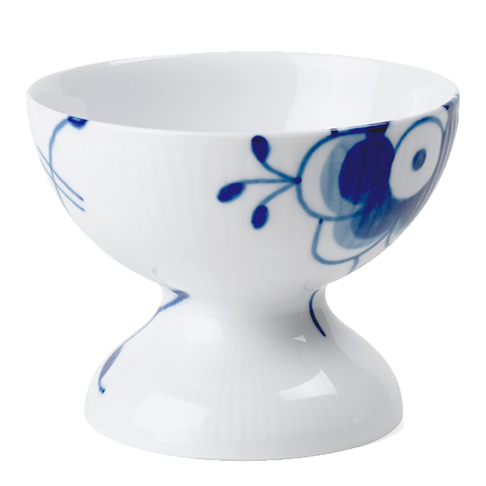 Blue Fluted Mega Skål på fot?8 cm Blå/Vit