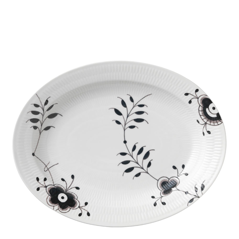 Black Fluted Mega Fat Oval 36 cm