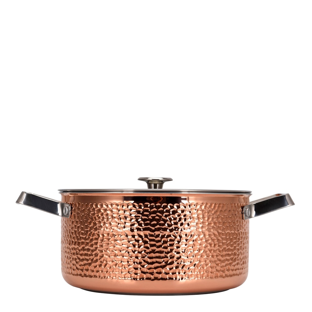 Gryta med Glaslock Koppar 4 L