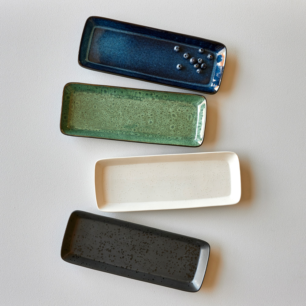 Serveringsfat Rektangulärt 39x14 cm Grön/Svart