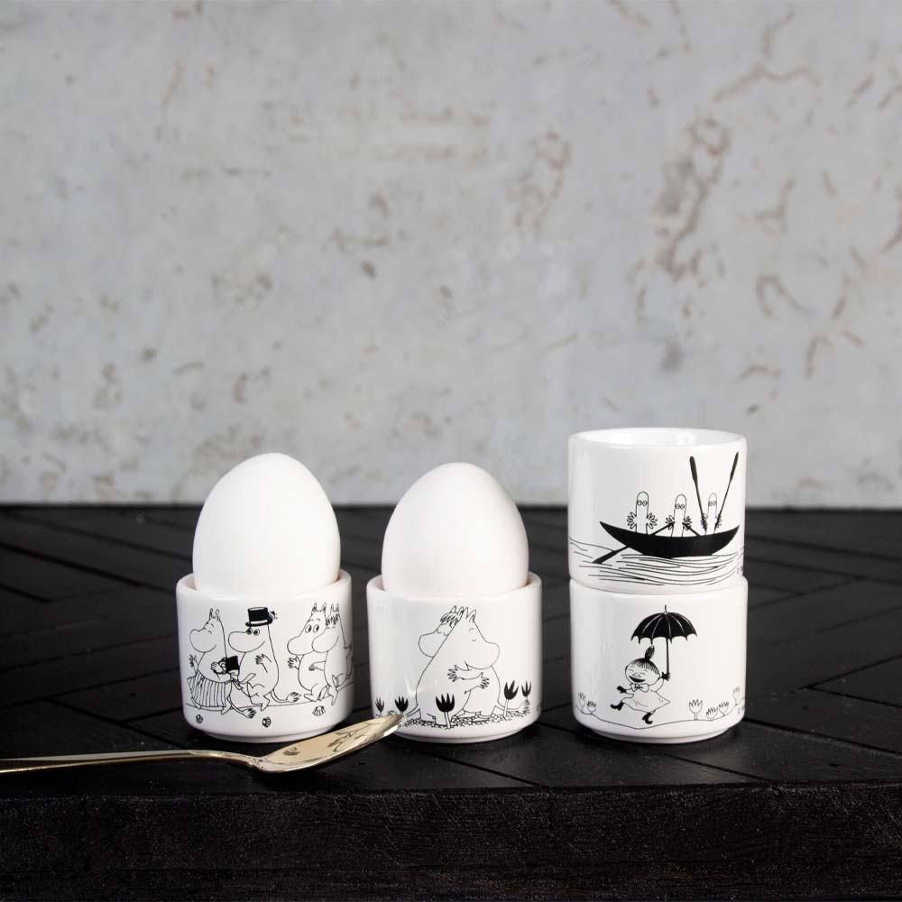 Mumin Äggkopp 4-pack Vit/Svart