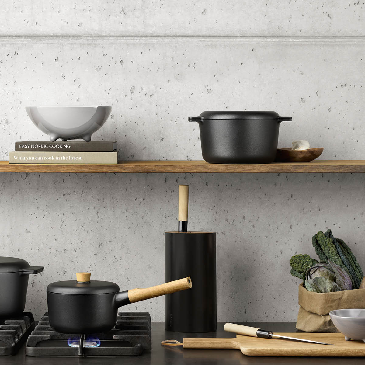 Nordic Kitchen Knivblock 8 Knivar Svart