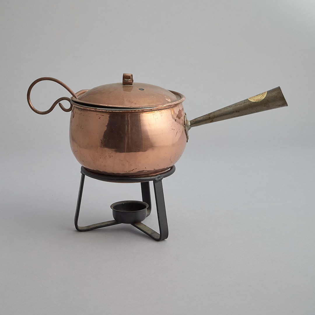 SÅLD Glöggkastrull med Slev och Stativ