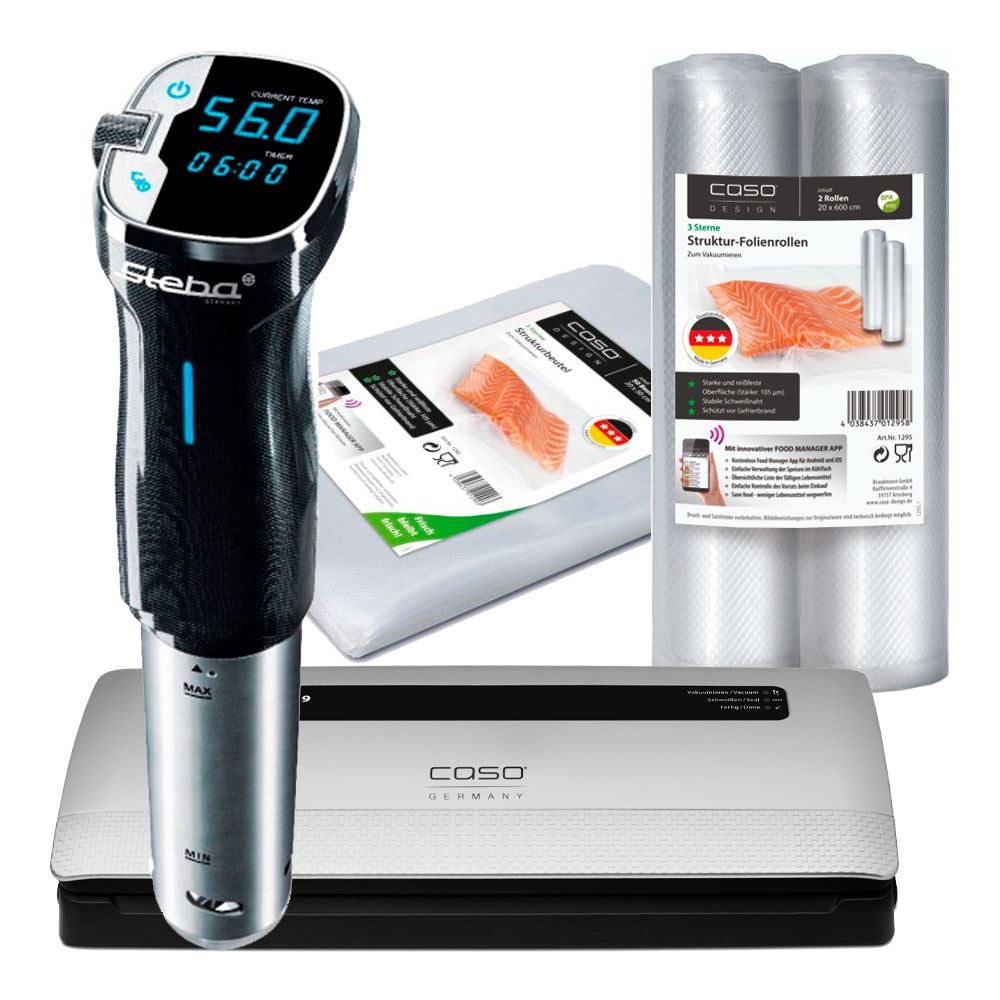 Sous Vide-paket med Cirkulator, Vacuumförpackare och tillbehör Svart/Silver