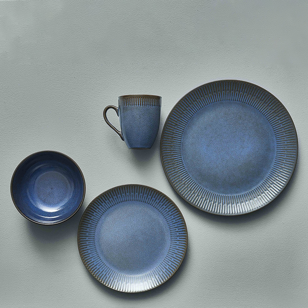 Relief Stoneware Tallrik 27 cm Blå