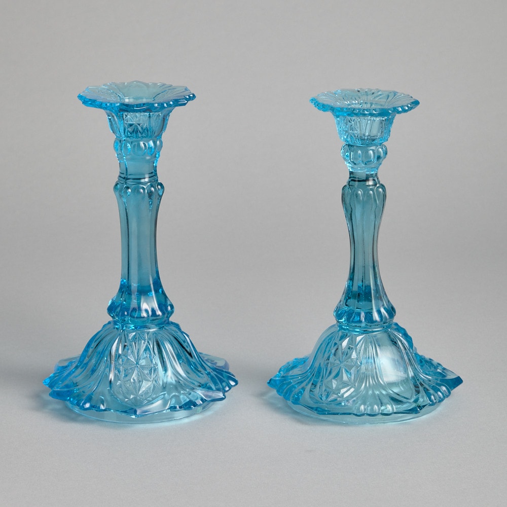 SÅLD Glasljusstakar Blå 2 st