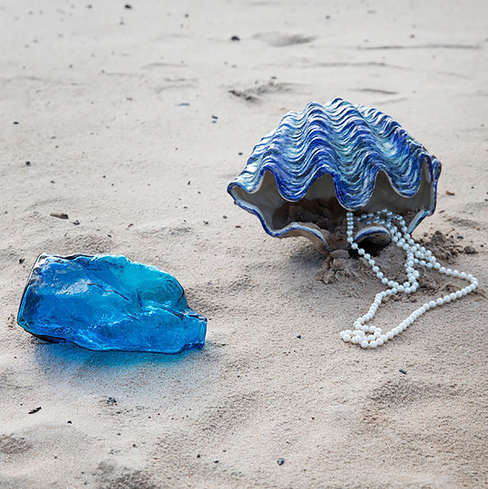 Mireya Vas Snäcka 27x18 cm Blå/Grå