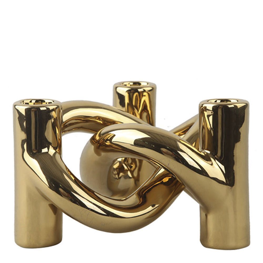 Lykke 3 Ljushållare 10 x 17 x 15 cm Guld