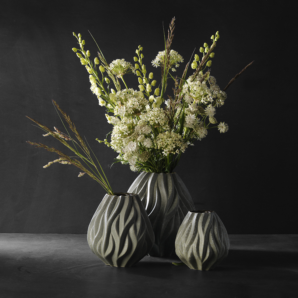 Flame Vas 19 cm Grå