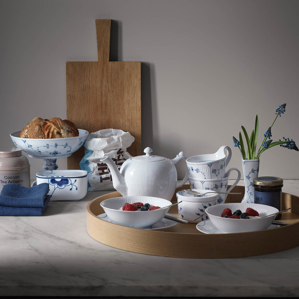 White Fluted Skål 35 cl 16 cm 2-pack