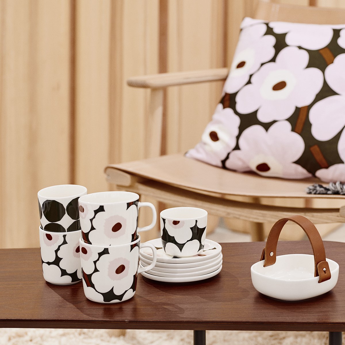 Koppa Fat 14x20 cm Vit med läderhandtag