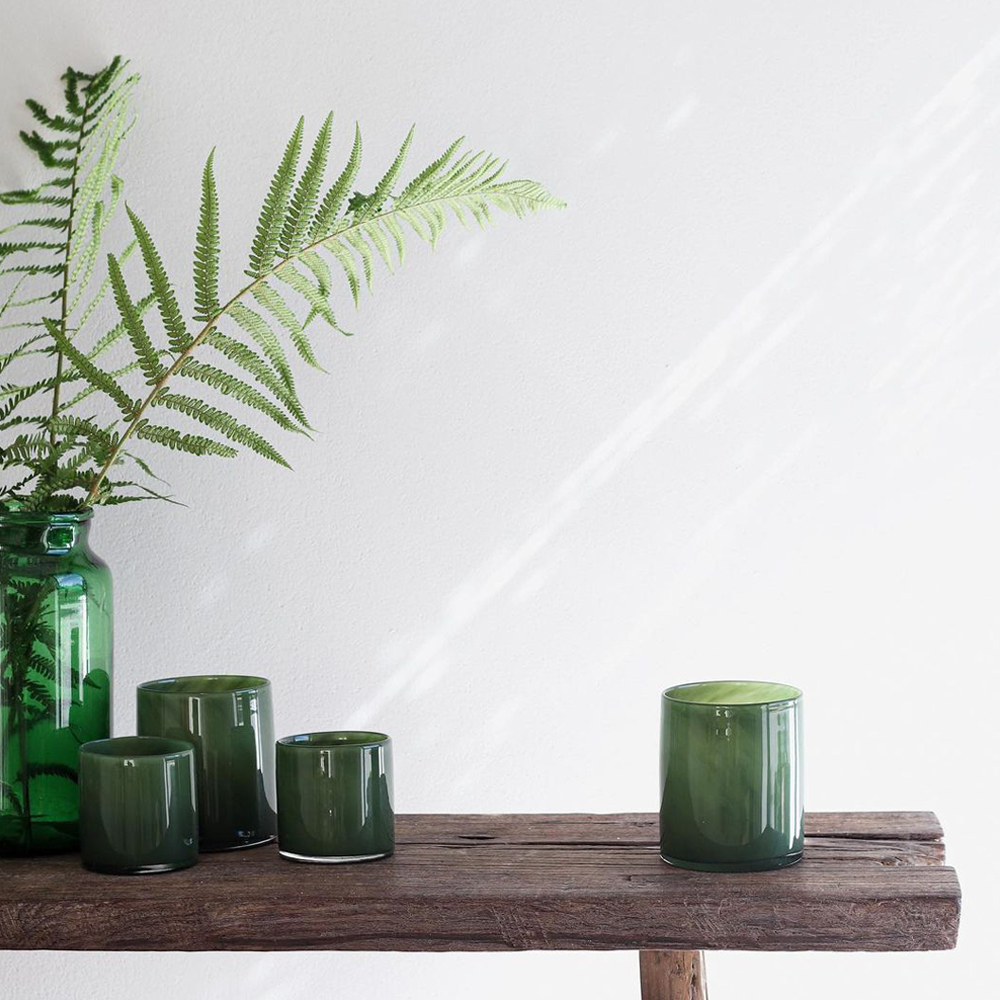 Lyric Ljuslykta Glas 10x10 cm Mörk Grön