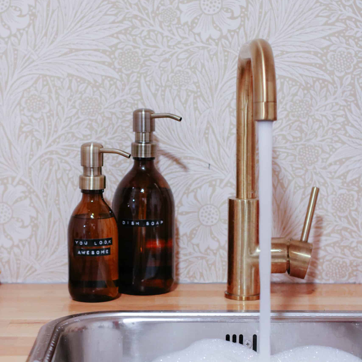 Diskmedel med pump 0,5 L Mässing/Brun