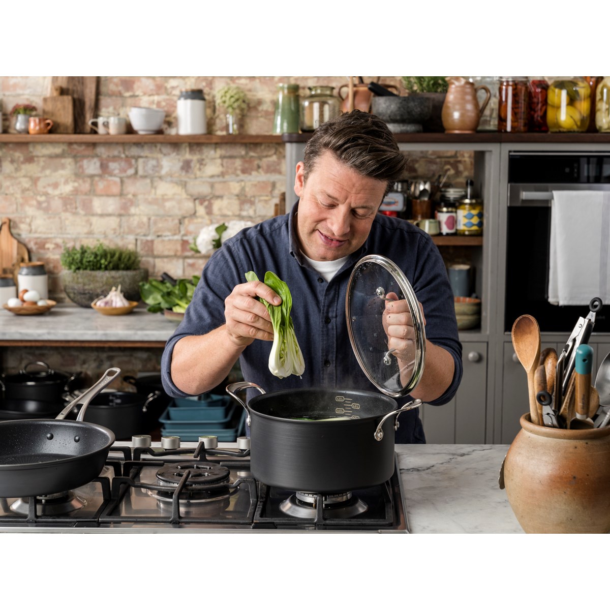 Jamie Oliver Gryta Tefal Cook's Classic Hard Anodized 24 cm med lock 5,2 L