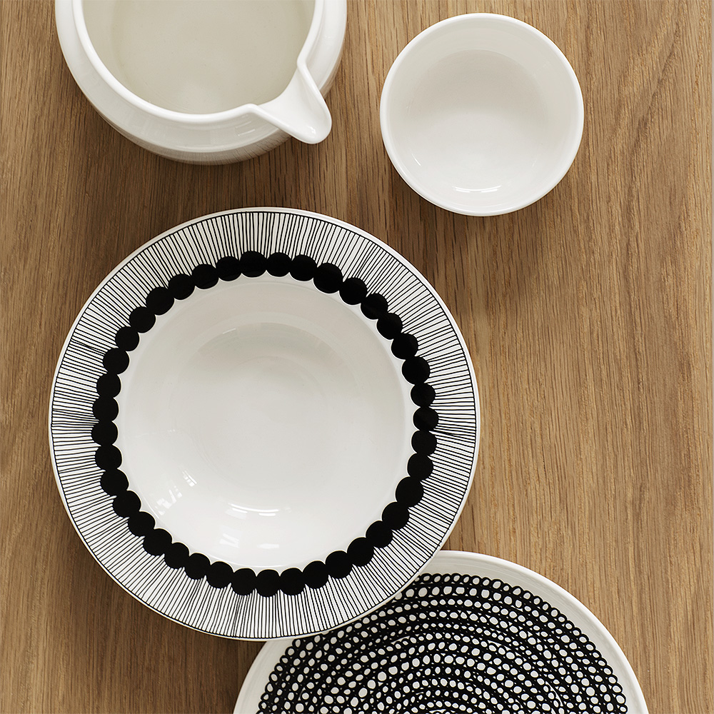 Siirtolapuutarha Tallrik djup 20 cm Svart/vit