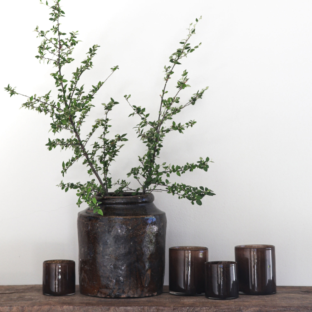 Lyric Ljuslykta Glas 10x10 cm Mörk Brun