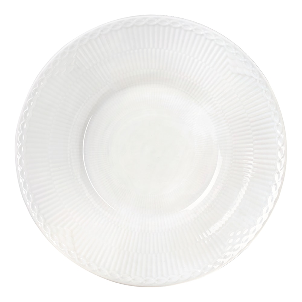 White Fluted Half Lace Djup Tallrik 24 cm