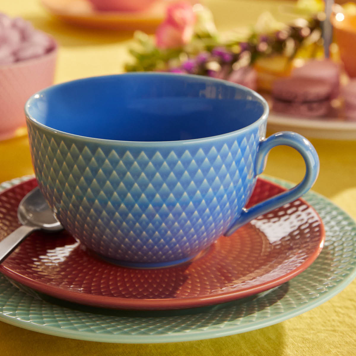 Rhombe Color Tekopp m Fat 39 cl Blå/Terracotta