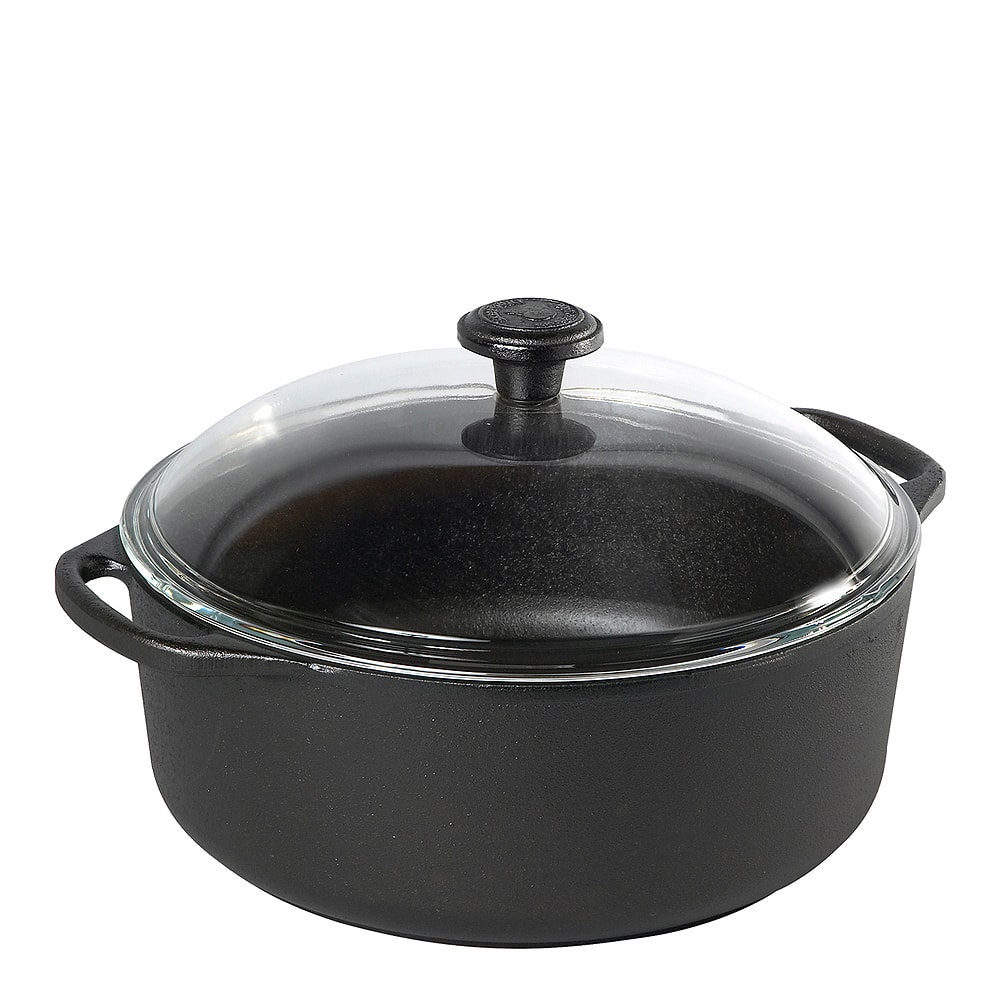 Gryta rund med glaslock 5,5 L