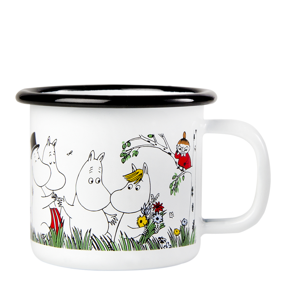 Mumin Emaljmugg Glada Familjen 15 cl Vit