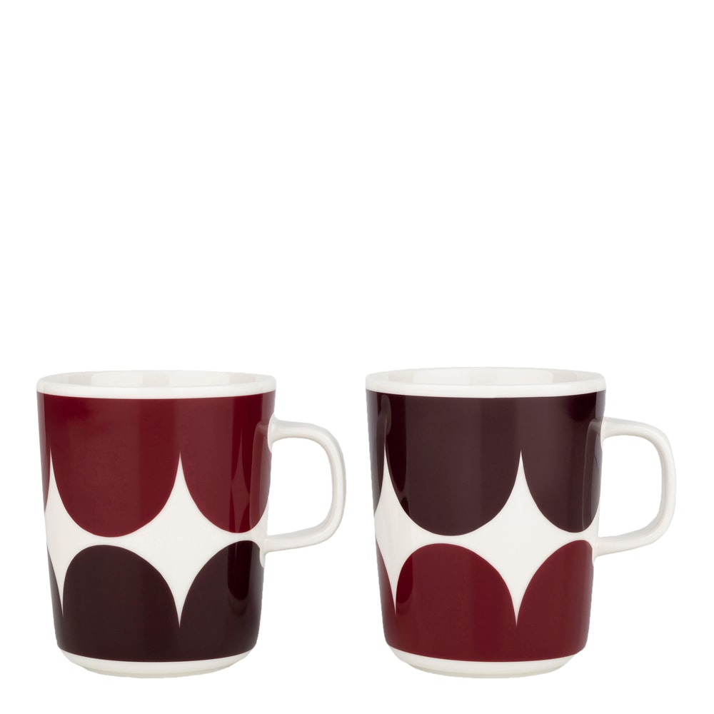 Härkä Mugg 25 cl 2-pack Vit/Mörk Vinröd