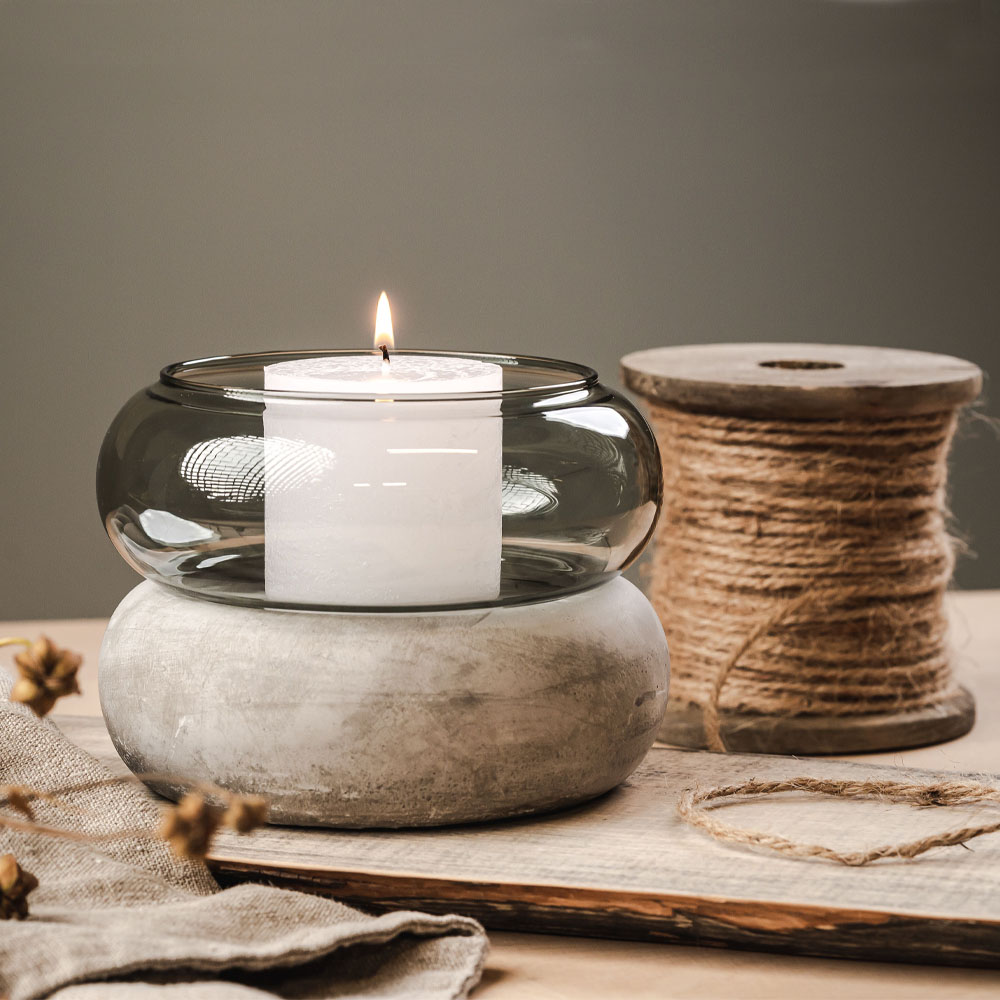 Bagel Lykta/Vas 16,5x18,5 cm Grå