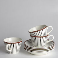 SÅLD Stig Lindberg Spisa Ribb 3 kaffekoppar med fat