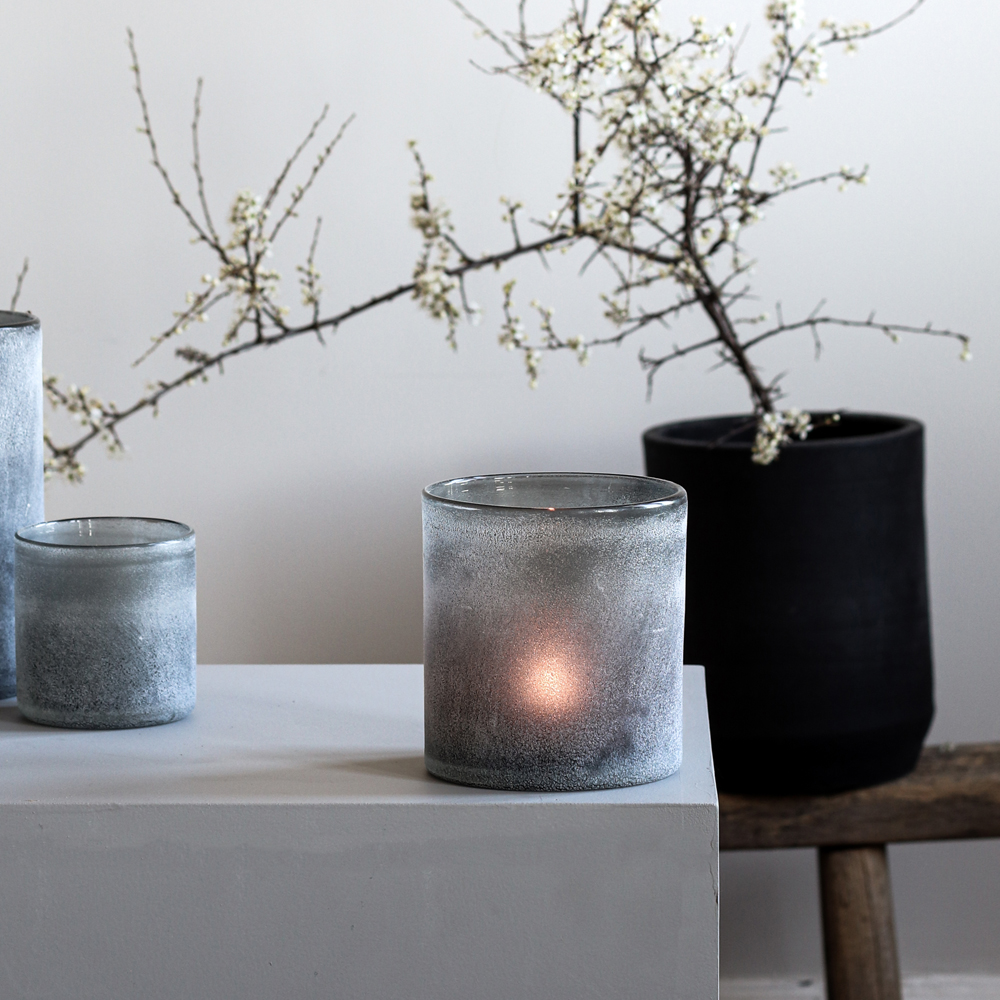 Frost Ljuslykta 12x12 cm Grå